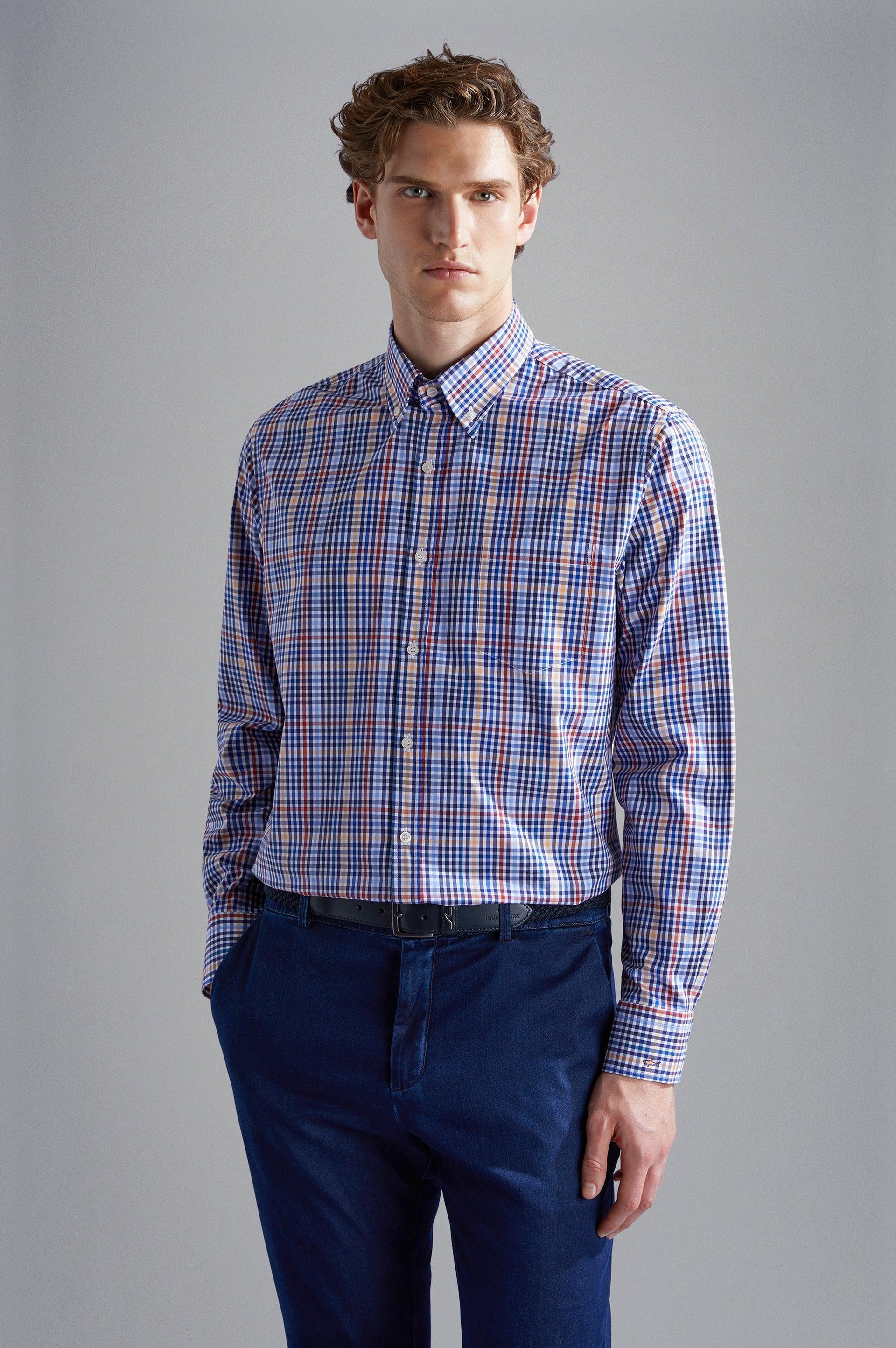 Paul & Shark - Chemise manches longues coton à carreaux – LE CAPITAINE Paul & Shark - Chemise manches longues coton à carreaux – LE CAPITAINE