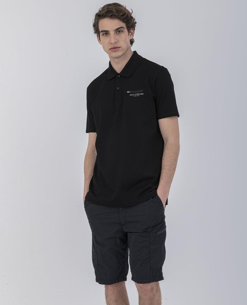 Paul Shark Short sleeved pique cotton polo shirt with zip pocket