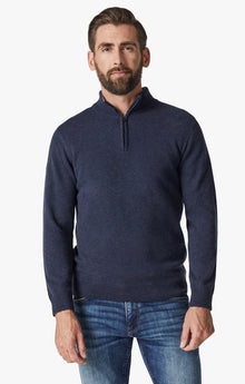  34 Heritage - Cashmere Zip Collar Sweater - Dark Navy