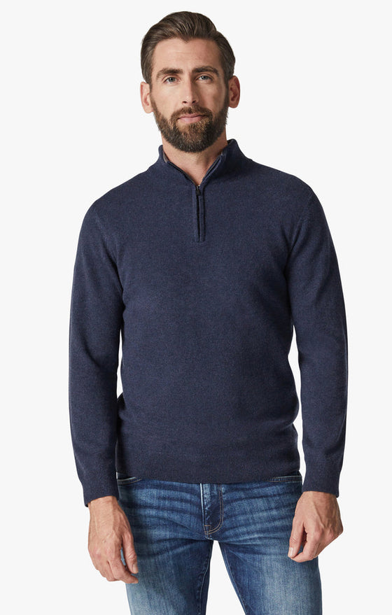 34 Heritage - Cashmere Zip Collar Sweater - Dark Navy