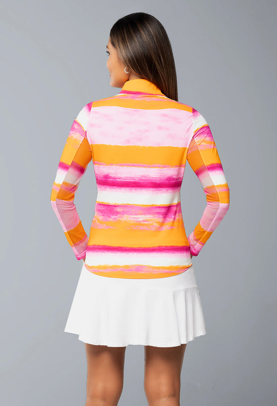 Ibkül - Amy Print Long Sleeve Mock Neck Top – 10088