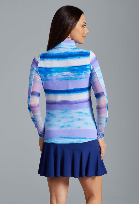 Ibkül - Amy Print Long Sleeve Mock Neck Top – 10088