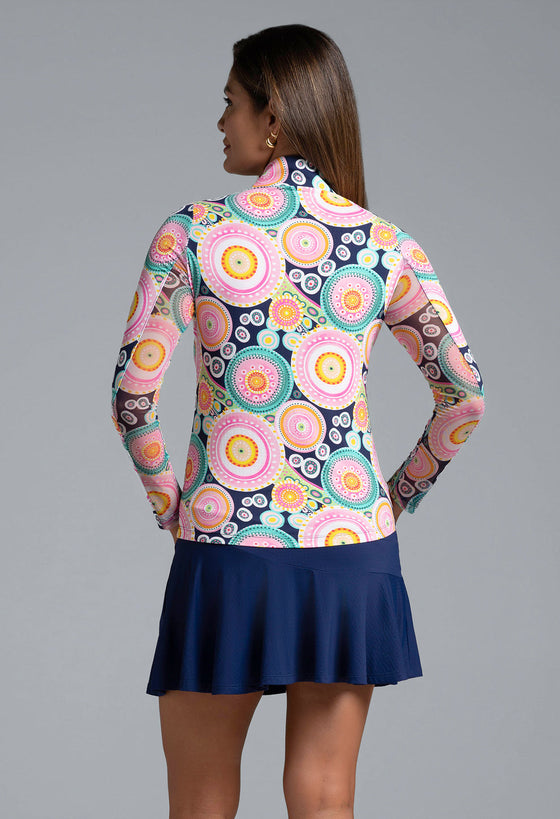 Ibkül - Leona Print Long Sleeve Mock Neck Top – 10933