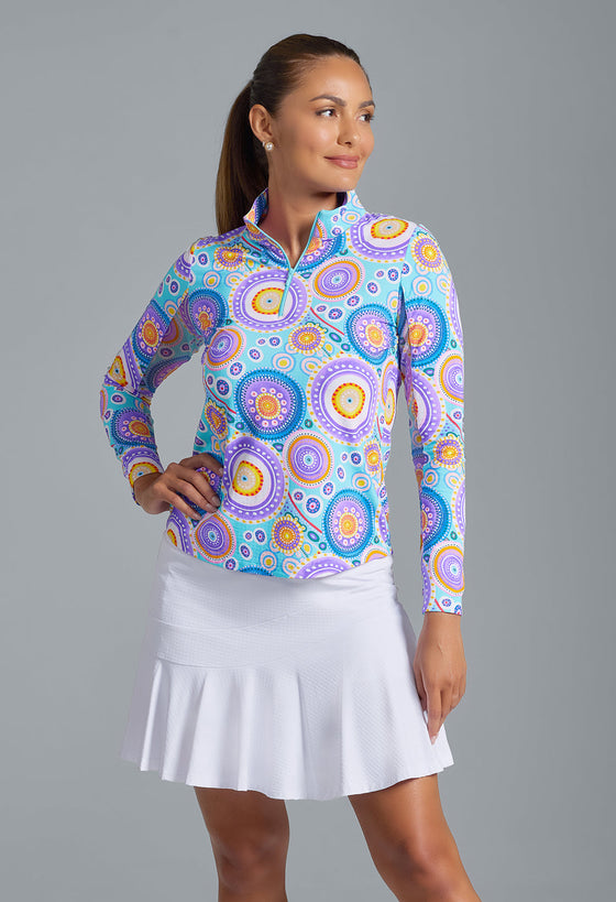 Ibkül - Leona Print Long Sleeve Mock Neck Top – 10933