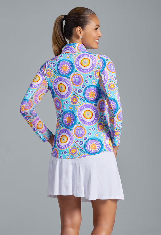 Ibkül - Leona Print Long Sleeve Mock Neck Top – 10933