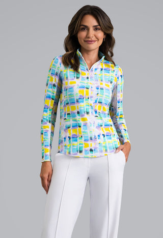 Ibkül - Tatiana Print Long Sleeve Mock Neck Top – 10937