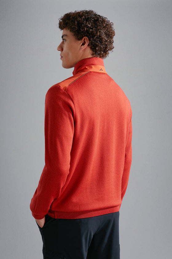 Paul & Shark - Wool zip-neck sweater with Typhoon Platinum appliqués