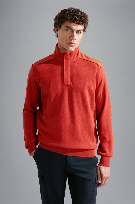 Paul & Shark - Wool zip-neck sweater with Typhoon Platinum appliqués