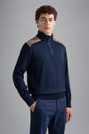 Paul & Shark - Wool zip-neck sweater with corded velvet appliqués