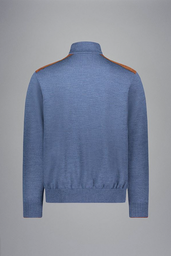 Paul & Shark - Wool zip-neck sweater with corded velvet appliqués