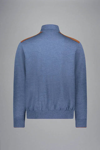 Paul & Shark - Chandail col zip de laine avec appliqués de velours cordé