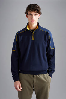  Paul & Shark - Wool zip-neck sweater with nylon appliqués