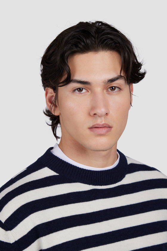 Paul & Shark - Chandail rayé col rond de laine Re-Wool