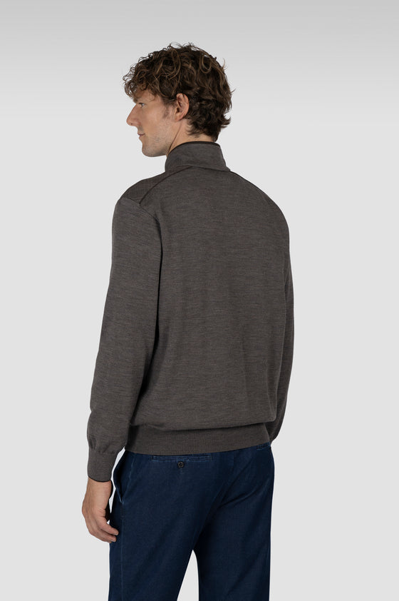 Paul & Shark - Wool zip collar sweater with Loro Piana Rain System© appliqués