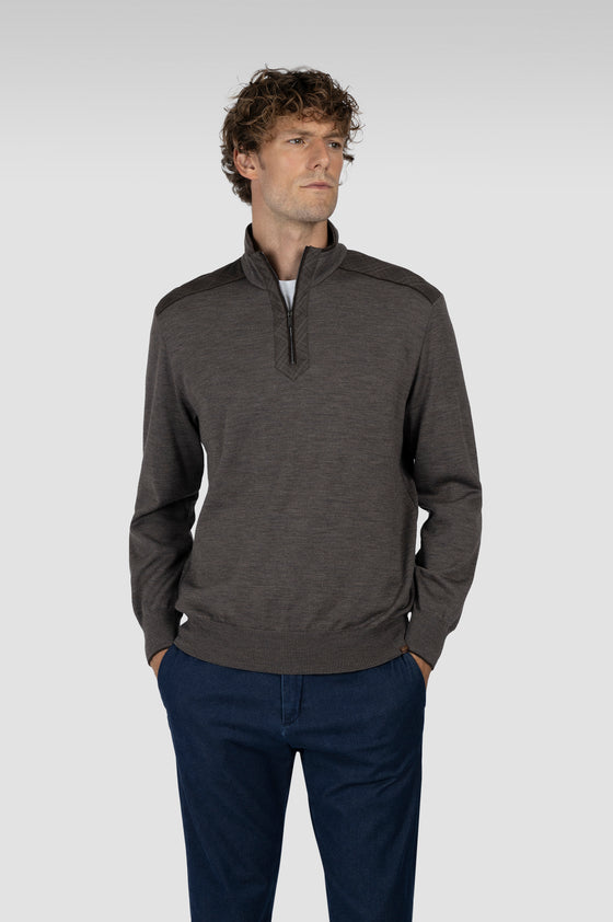 Paul & Shark - Wool zip collar sweater with Loro Piana Rain System© appliqués