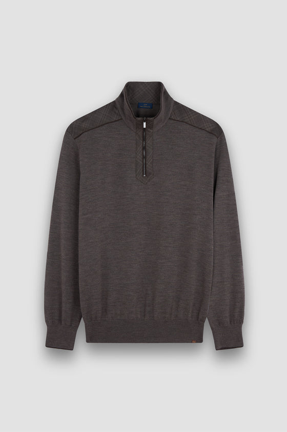 Paul & Shark - Wool zip collar sweater with Loro Piana Rain System© appliqués