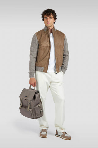 Paul & Shark - Cardigan de suede avec tricot de laine et cachemire