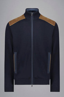 Paul & Shark - Wool cardigan with corded velvet appliqués