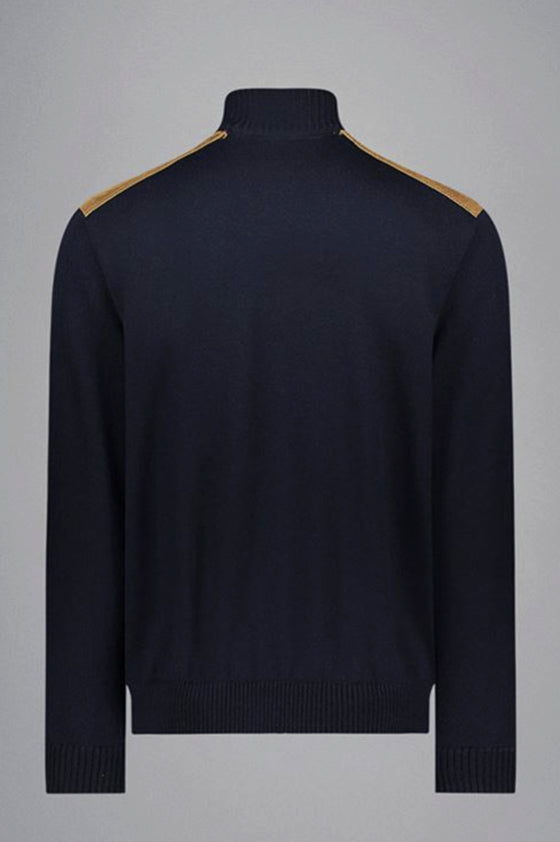 Paul & Shark - Wool cardigan with corded velvet appliqués