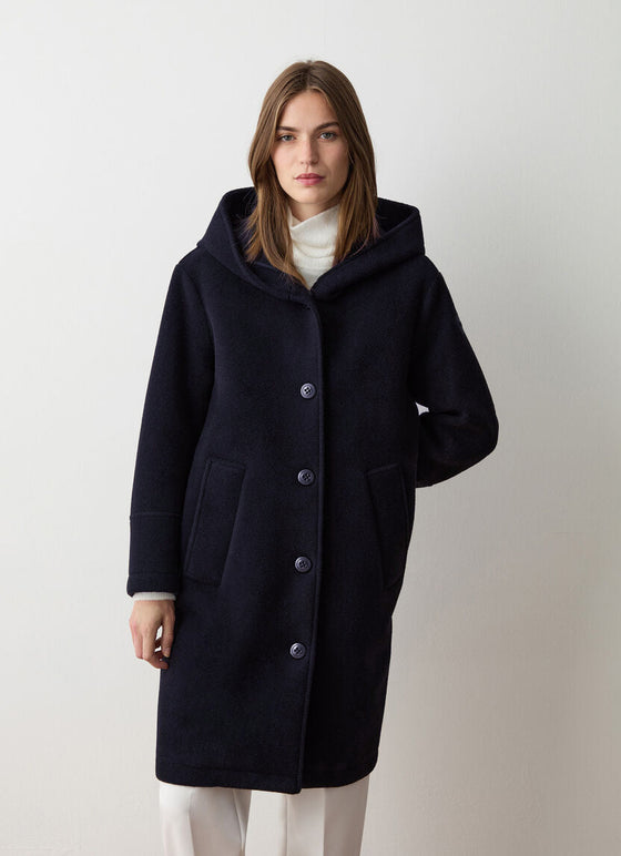 Colmar - Manteau avec capuche en drap de laine pour femme