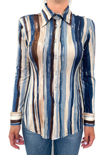  VLT's by Valentina's - 647 - Long-sleeved striped viscose blouse