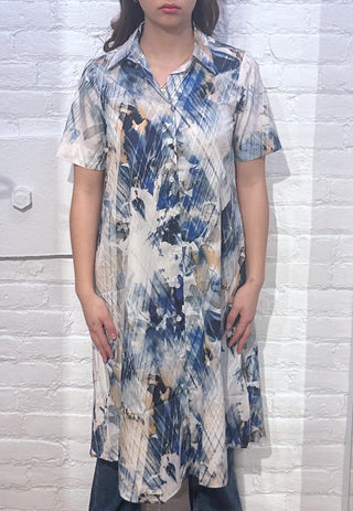 VLT's by Valentina's - 24-356 - Short sleeve cotton dress with abstract pattern