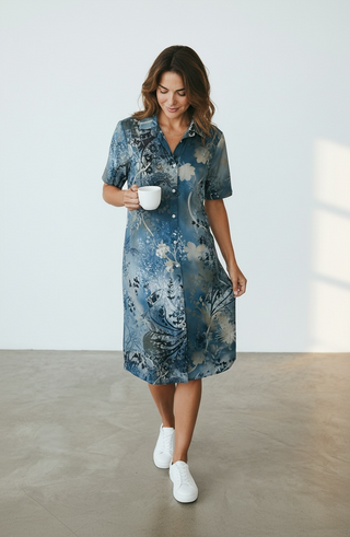 VLT's by Valentina's - 25-311 - Robe longue motif feuillage de coton