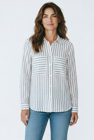 VLT's by Valentina's - 25-44M - Blouse rayée manches longues de lin et coton