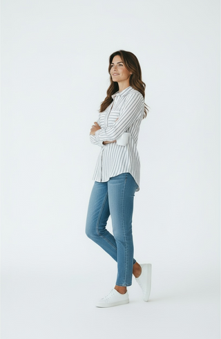 VLT's by Valentina's - 25-44M - Blouse rayée manches longues de lin et coton