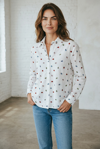 VLT's by Valentina's - 25-46 - Blouse imprimé coccinelles manches longues de coton