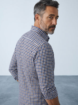 Emanuel Berg - Byron - Chemise manches longues à carreaux Albini 4Flex - Modern Fit - Medium Brown