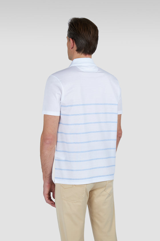 Paul & Shark - Short-sleeved striped cotton pique polo shirt with linen details