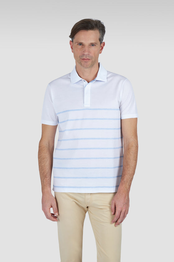 Paul & Shark - Short-sleeved striped cotton pique polo shirt with linen details