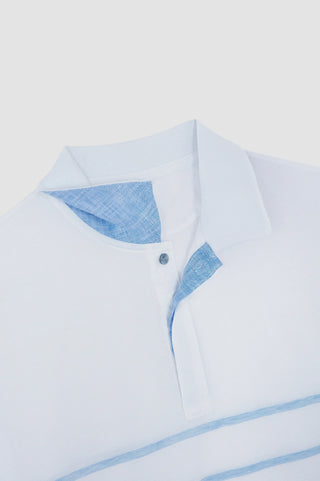 Paul & Shark - Short-sleeved striped cotton pique polo shirt with linen details