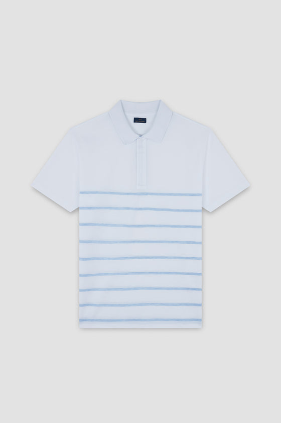 Paul & Shark - Short-sleeved striped cotton pique polo shirt with linen details