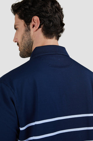 Paul & Shark - Short-sleeved striped cotton pique polo shirt with linen details