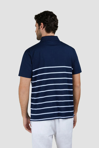 Paul & Shark - Short-sleeved striped cotton pique polo shirt with linen details