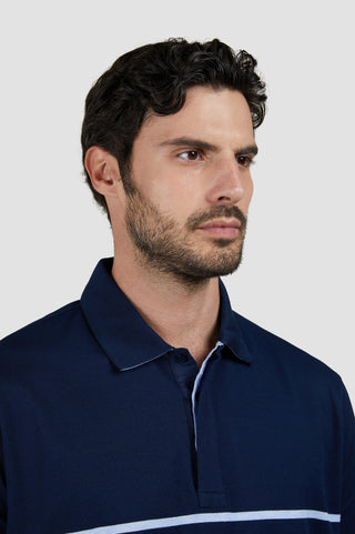 Paul & Shark - Short-sleeved striped cotton pique polo shirt with linen details