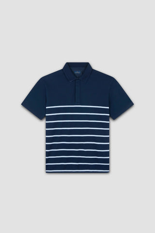 Paul & Shark - Short-sleeved striped cotton pique polo shirt with linen details