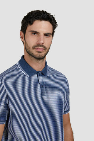 Paul & Shark - Short sleeve striped cotton piqué polo