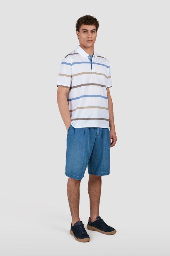 Paul & Shark - Striped short-sleeve polo shirt in piqué cotton