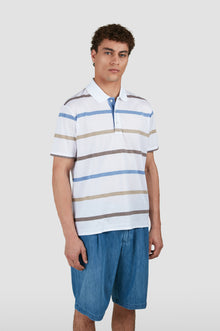  Paul & Shark - Striped short-sleeve polo shirt in piqué cotton