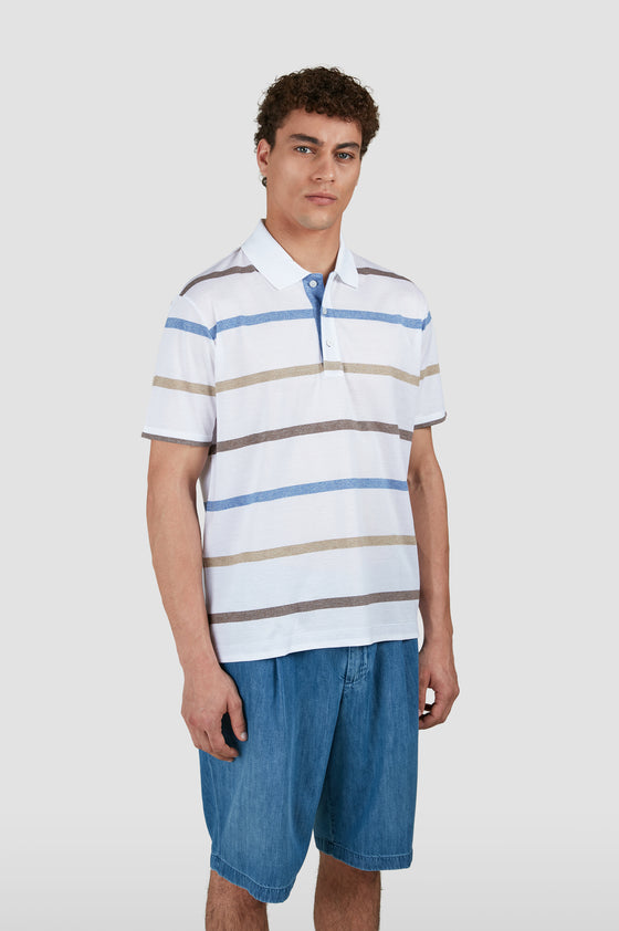 Paul & Shark - Striped short-sleeve polo shirt in piqué cotton