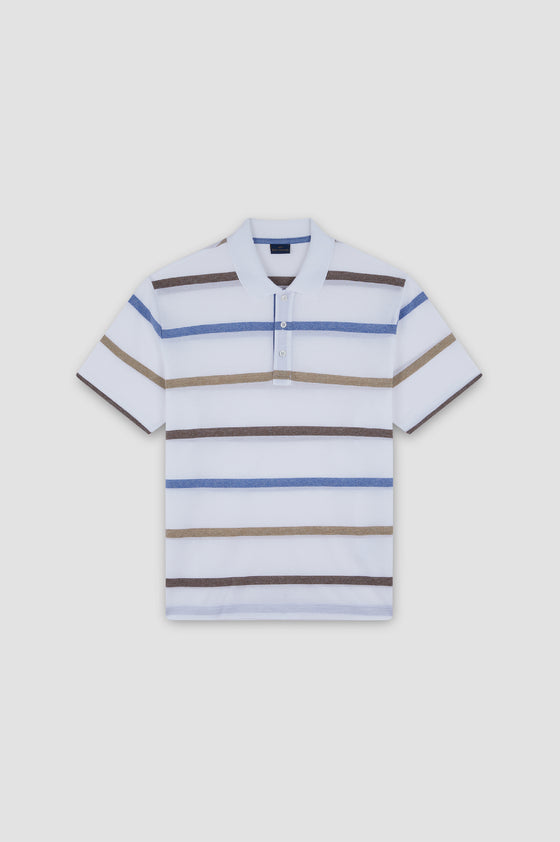 Paul & Shark - Striped short-sleeve polo shirt in piqué cotton