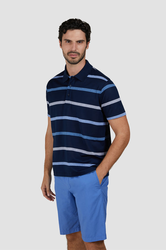 Paul & Shark - Striped short-sleeve polo shirt in piqué cotton