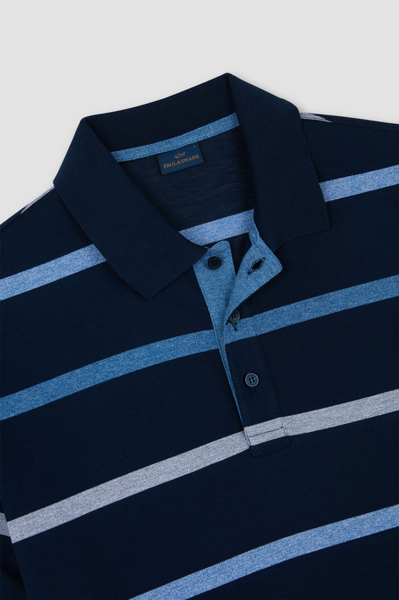 Paul & Shark - Striped short-sleeve polo shirt in piqué cotton