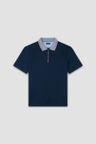 Paul & Shark - Short-sleeved cotton pique polo shirt with zip collar