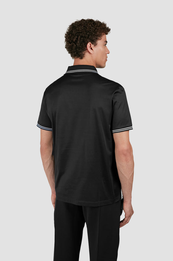 Paul & Shark - Short-sleeved double mercerized cotton polo shirt with striped collar