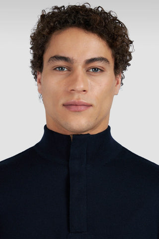 Paul & Shark - Chandail col zip de laine avec Alcantara®
