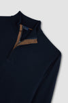 Paul & Shark - Chandail col zip de laine avec Alcantara®